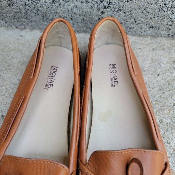 Michael Kors Cognac Brown Leather Bow Mocassin Loafers 7 - Picture 12 of 16